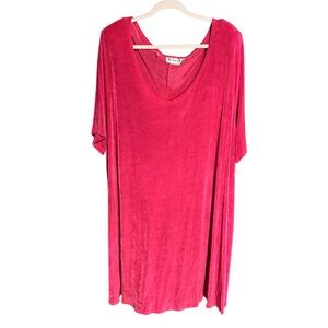 VTG Vikki Vi NWT Bright Pink Scoop Neck Short Sleeve Stretchy Midi Dress Sz 26W